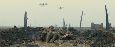 Still from 1917 (2019) that has been tagged with: horizon & airplane