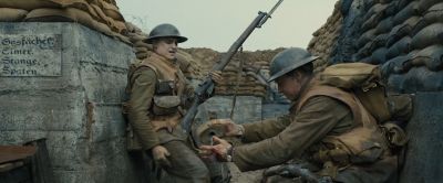 Still from 1917 (2019) that has been tagged with: helmet & two-shot