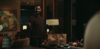 Still from Commercial: Amazon — "Alexa's Body" that has been tagged with: dining room & pointing