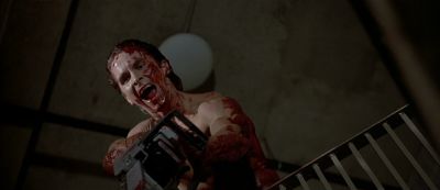 Still from American Psycho (2000) that has been tagged with: laughing & blood