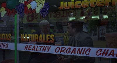 Still from Being John Malkovich (1999) that has been tagged with: medium wide & juice bar