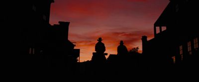 Still from Django Unchained (2012) that has been tagged with: over-the-shoulder & silhouette