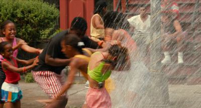 Still from Do the Right Thing (1989) that has been tagged with: children & fire hydrant