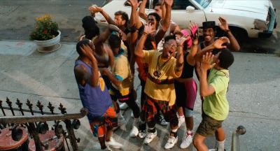 Still from Do the Right Thing (1989) that has been tagged with: group & wide shot
