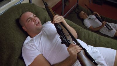 Still from Full Metal Jacket (1987) that has been tagged with: medium wide & barracks