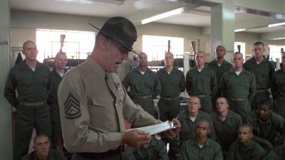 Still from Full Metal Jacket (1987) that has been tagged with: interior & wide shot