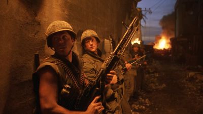 Still from Full Metal Jacket (1987) that has been tagged with: war zone & fire light