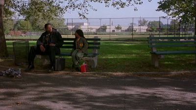Still from Ghost Dog: The Way of the Samurai (1999) that has been tagged with: park bench