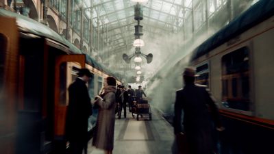 Still from Hugo (2011) that has been tagged with: smoke & train