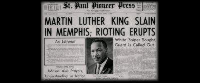 Still from Judas and the Black Messiah (2021) that has been tagged with: newspaper & mlk