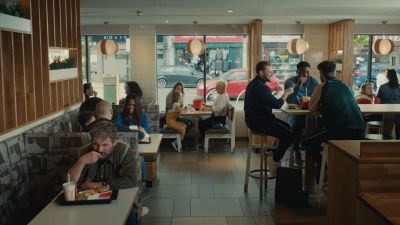 Still from Commercial: McDonald's — "Laughter" that has been tagged with: restaurant & interior & wide shot