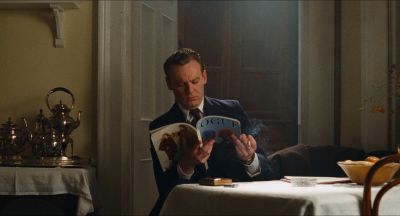 Still from Phantom Thread (2017) that has been tagged with: dining room & cigarette