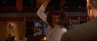 Still from Pulp Fiction (1994) that has been tagged with: dancing & medium shot