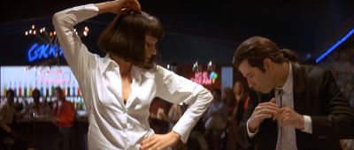 Still from Pulp Fiction (1994) that has been tagged with: dancing & medium shot