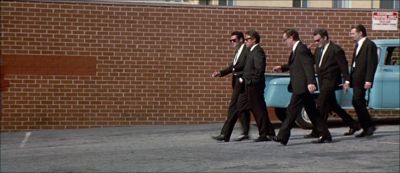 Still from Reservoir Dogs (1992) that has been tagged with: group & wide shot