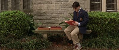 Still from Rushmore (1998) that has been tagged with: writing & bench