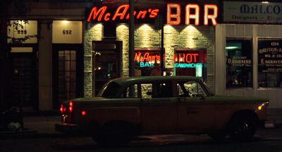 Still from Taxi Driver (1976) that has been tagged with: establishing shot & bar