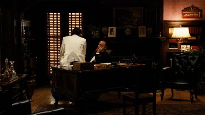 Still from The Godfather (1972) that has been tagged with: blinds & desk