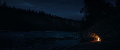 Still from The Revenant (2015) that has been tagged with: river & extreme wide & woods