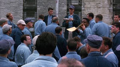 Still from The Shawshank Redemption (1994) that has been tagged with: crowd & wide shot