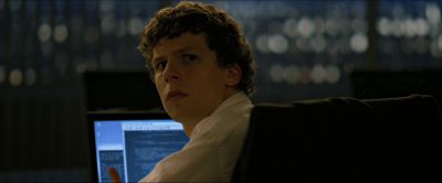 Still from The Social Network (2010) that has been tagged with: over-the-shoulder & computer