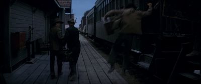 Still from There Will Be Blood (2007) that has been tagged with: train station & three-shot