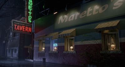 Still from To Die For (1995) that has been tagged with: establishing shot & rain