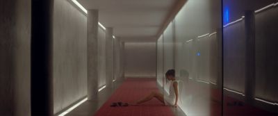 Still from Ex Machina (2014) that has been tagged with: reflection & hallway & interior