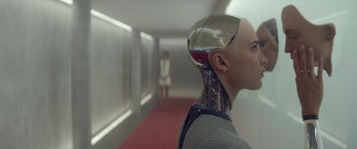 Still from Ex Machina (2014) that has been tagged with: cyborg & medium close-up