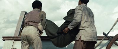 Still from 12 Years a Slave (2013) that has been tagged with: two-shot & boat & over-the-shoulder & day