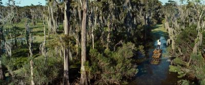 Still from 12 Years a Slave (2013) that has been tagged with: river & high-angle & extreme wide & forest