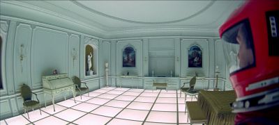 Still from 2001: A Space Odyssey (1968) that has been tagged with: clean single & wide shot & interior & day