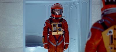 Still from 2001: A Space Odyssey (1968) that has been tagged with: 470607 & over-the-shoulder & interior & medium wide