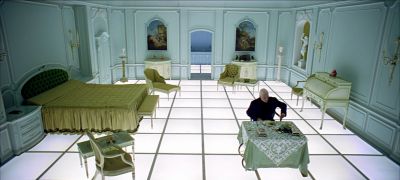 Still from 2001: A Space Odyssey (1968) that has been tagged with: high-angle & clean single & wide shot