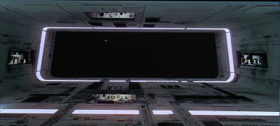 Still from 2001: A Space Odyssey (1968) that has been tagged with: 4a3621 & establishing shot & night