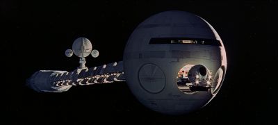 Still from 2001: A Space Odyssey (1968) that has been tagged with: 9a6a60 & exterior & establishing shot & night