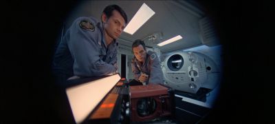 Still from 2001: A Space Odyssey (1968) that has been tagged with: day & camera pov & interior & spaceship interior & two-shot