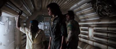 Still from Alien (1979) that has been tagged with: 000000 & spaceship interior & interior & three-shot