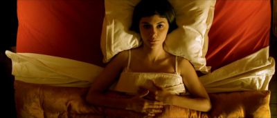 Still from Amelie (2001) that has been tagged with: laying down & bed & overhead & bedroom
