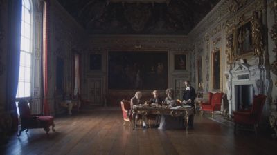 Still from Barry Lyndon (1975) that has been tagged with: group-shot & wide shot & historical & interior & painterly