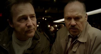 Still from Birdman (2014) that has been tagged with: two-shot & interior & bar & night