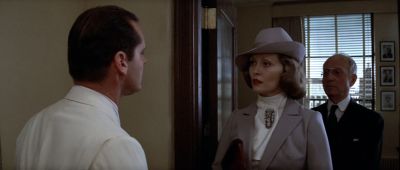 Still from Chinatown (1974) that has been tagged with: 6284b7 & over-the-shoulder & three-shot & day