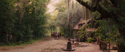 Still from Django Unchained (2012) that has been tagged with: 9a6a60 & extreme wide & establishing shot