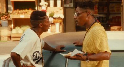 Still from Do the Right Thing (1989) that has been tagged with: e6be89 & interior & two-shot