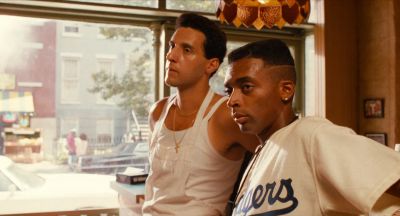 Still from Do the Right Thing (1989) that has been tagged with: pizza & medium shot