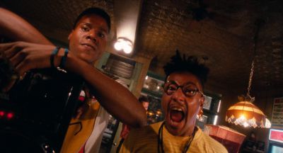 Still from Do the Right Thing (1989) that has been tagged with: pizza & dutch-angle