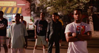 Still from Do the Right Thing (1989) that has been tagged with: group-shot & medium wide & night