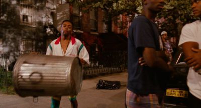Still from Do the Right Thing (1989) that has been tagged with: night & trash can