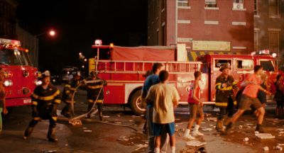 Still from Do the Right Thing (1989) that has been tagged with: ad0c00 & fire truck