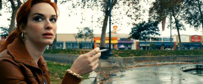 Still from Drive (2011) that has been tagged with: smoking & park bench